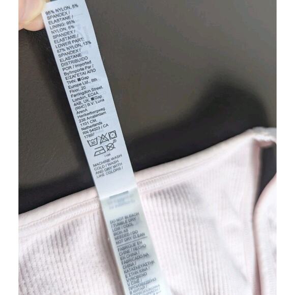 Athleta Aurora Seamless Crop Ribbed Tank Rosy Tint Light Pink V Neck Womens XXS - Picture 7 of 9